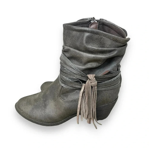 Ankle Boots 7.5M - Brown Slouchy Fringe Wedge Booties - Woman’s Boots by POP - Picture 1 of 9